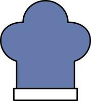 Flat Style Chef Hat Icon In Blue And White Color. vector