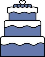 Flat Style Cake Icon In Blue And White Color. vector