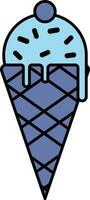 Ice Cream Cone Icon In Blue Color. vector