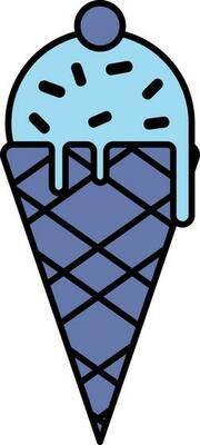 Ice Cream Cone Icon In Blue Color.