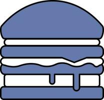 Burger Icon In Blue And White Color. vector