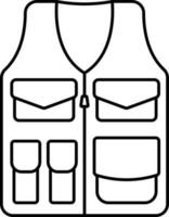 Bulletproof Vest Icon In Black Line Art. vector