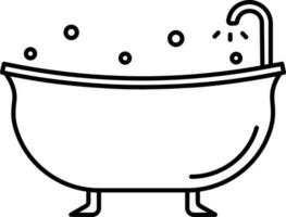 Bathtub Icon Or Symbol In Black Line Art. vector