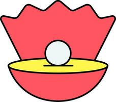 Scallop Or Seashell Icon In Red And Yellow Color. vector