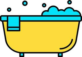 Bathtub Icon Or Symbol In Blue And Yellow Color. vector