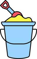 Colorful Sand Bucket And Shovel Icon In Flat Style. vector