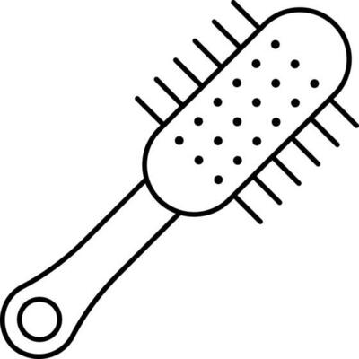 Thin Line Art Oval Hair Comb Icon on White Background.