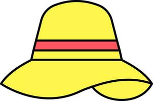 Female Or Beach Cap Icon In Yellow And Red Color. vector