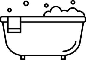 Bathtub Icon Or Symbol In Black Thin Line. vector