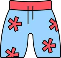 Short Pants Icon In Red And Blue Color. vector