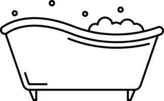 Bathtub Icon Or Symbol In Black Outline. vector