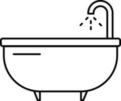 Flat Style Bathtub Icon in Black Line Art. vector