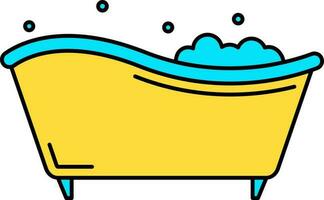 Bathtub Icon Or Symbol In Blue And Yellow Color. vector