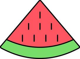 Watermelon Slice Icon In Red And Green Color. vector