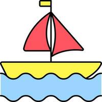 Sailboat Icon In Flat Style. vector