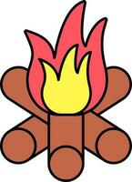 Colorful Bonfire Icon In Flat Style. vector