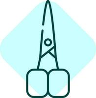 Isolated Scissors Blue Line Art Icon On Sqaure Background. vector