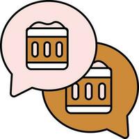 Drink Glasses on Speech Bubble Brown and Pink Icon. vector