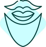 Thin Line Art Mustache With Beard For Whisker Style Blue Sqaure Icon. vector