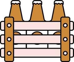 Drink Bottle Wooden Crate Icon in Brown and Pink Color. vector