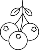 Flat Style Lingonberry Icon In Thin Line Art.. vector