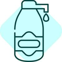 Blue Linear Cosmetic Pump Bottle Sqaure Icon. vector