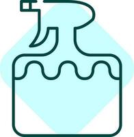 Blue Thin Line Spray Bottle Square Icon. vector