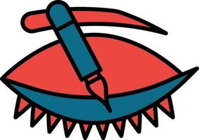 Eyeliner Makeup Icon In Blue And Red Color. vector