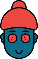 Female Facial Mask With Cucumber Icon In Blue And Red Color. vector