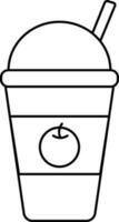 Disposable Juice Glass Icon In Black Outline. vector