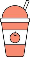 Watermelon Juice Glass Icon In Red And White Color. vector