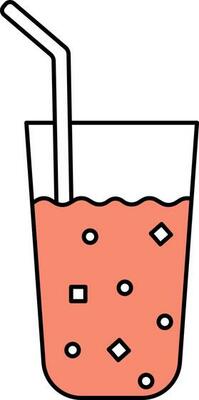Cold Drink Glass Icon In Red And White Color.