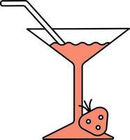 Strawberry Daiquiri Icon In Red Color. vector