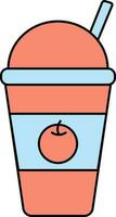 desechable jugo vaso icono en rojo y azul color. vector