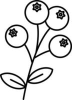Blueberry Icon In Thin Line Art. vector