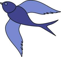 Fly Swallow Cartoon Blue Icon In Flat Style. vector