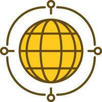 Global Connection Icon In Yellow And Brown Color. vector