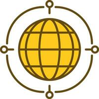 Global Connection Icon In Yellow And Brown Color. vector