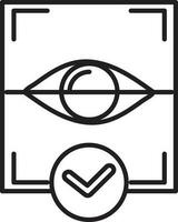 Approve Retina Recognition Icon In Black Outline. vector