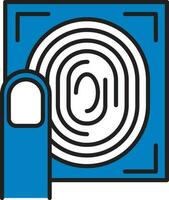 Fingerprint Scan Icon In Blue And White Color. vector