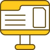 archivo o página en escritorio pantalla amarillo y blanco icono. vector