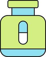 aislado pastillas botella icono en verde y azul color. vector