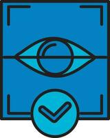 Approve Retina Recognition Icon In Blue Color. vector