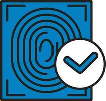 Approved Fingerprint Icon In Blue And White Color. vector