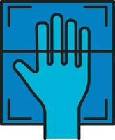 Palm Scan Icon In Blue Color. vector