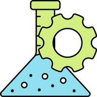 Erlenmeyer Flask Setting Or Medicine Developement Icon In Green And Blue Color. vector