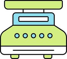 Green And Blue Weighing Machine Icon In Flat Style. vector