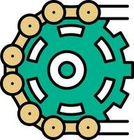 Illustration of Rotated Chain Gear Icon in Cyan And Yellow Color. vector