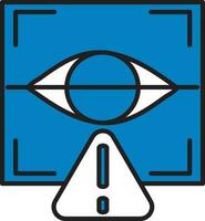 Wrong Retina Recognition Icon In Blue And White Color. vector