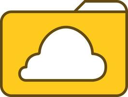 Cloud Folder Icon In Yellow And White Color. vector